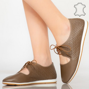 Pantofi piele naturala Esy maro