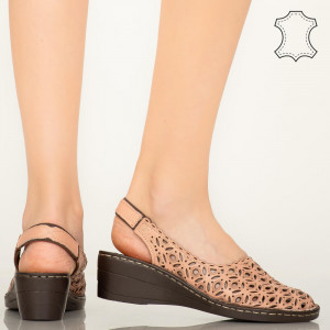 Pantofi piele naturala Huan roz