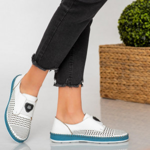 Pantofi piele naturala Laym albi
