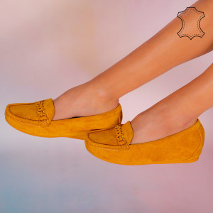 Pantofi piele naturala Melle galbeni