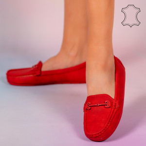 Pantofi piele naturala Muli rosii