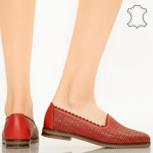 Pantofi piele naturala Timon rosii