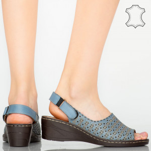 Platforme piele naturala Ben albastre