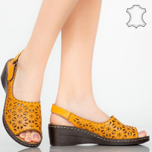 Platforme piele naturala Cuf galbene