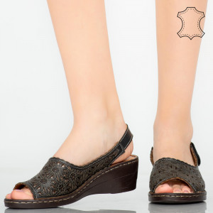 Platforme piele naturala Cuf negre