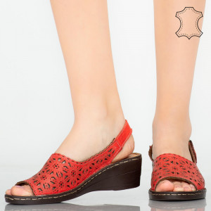 Platforme piele naturala Cuf rosii