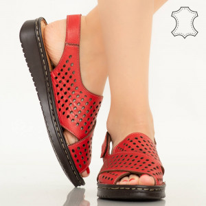 Sandale piele naturala Cox rosii