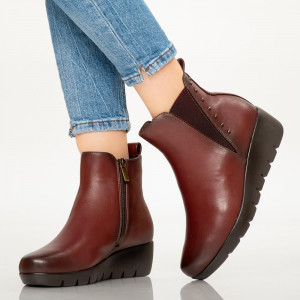 Botine imblanite Lofy bordo