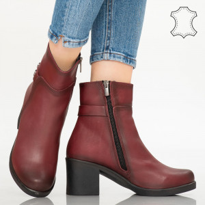 Botine piele naturala Act bordo