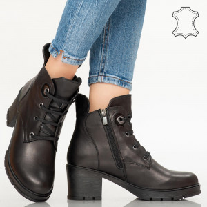 Botine piele naturala Nez negre