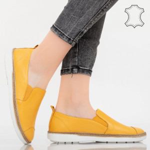 Pantofi piele naturala Bok galbeni