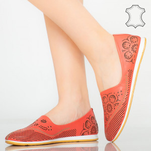 Pantofi piele naturala Cess rosii
