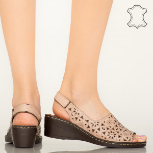 Pantofi piele naturala Crato roz