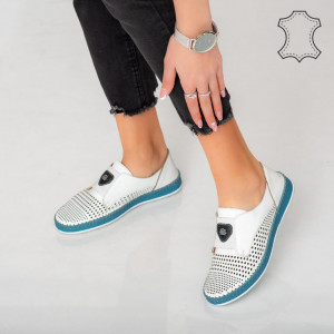Pantofi piele naturala Laym albi