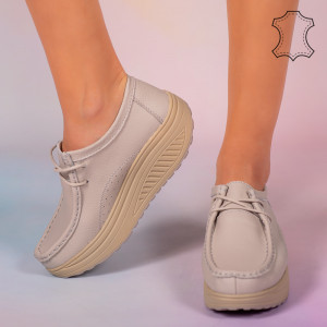 Pantofi piele naturala Maxo gri