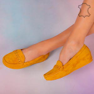 Pantofi piele naturala Melle galbeni