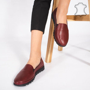 Pantofi Piele Naturala MUDE Bordo