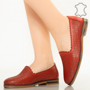 Pantofi piele naturala Timon rosii