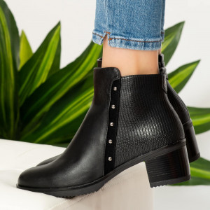 Botine imblanite Croc negre