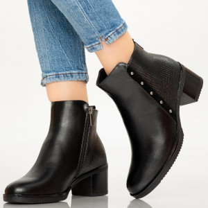 Botine imblanite Croc negre