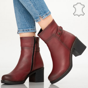 Botine piele naturala Act bordo