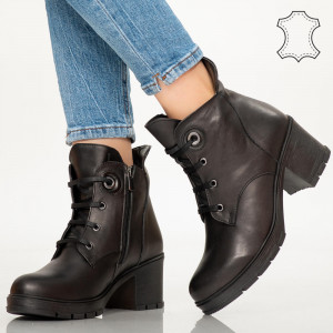 Botine piele naturala Nez negre