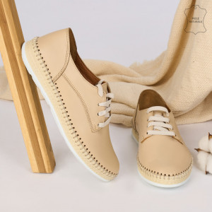 Pantofi Piele Naturala AKS Bej