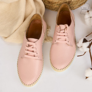Pantofi Piele Naturala AKS Roz