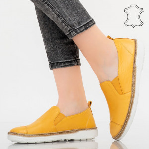 Pantofi piele naturala Bok galbeni