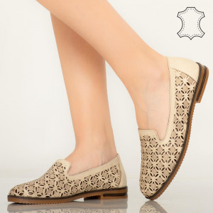 Pantofi piele naturala Bury bej