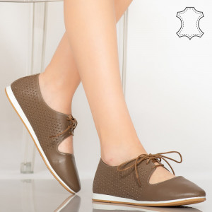 Pantofi piele naturala Esy maro