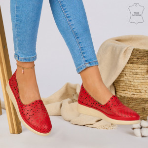 Pantofi Piele Naturala OME Rosii