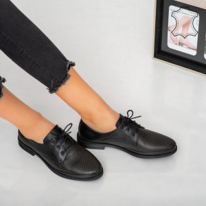 Pantofi piele naturala Pec negri