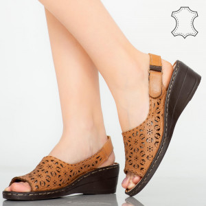 Platforme piele naturala Cuf maro
