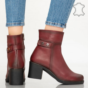 Botine piele naturala Act bordo