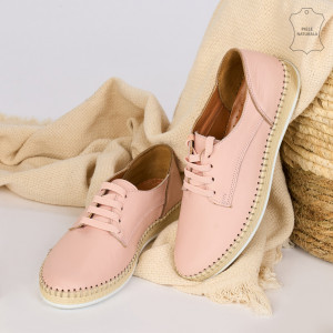Pantofi Piele Naturala AKS Roz