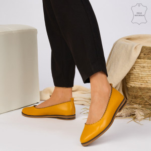 Pantofi Piele Naturala APS Galbeni