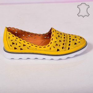 Pantofi piele naturala Bes galbeni