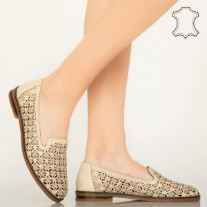 Pantofi piele naturala Bury bej