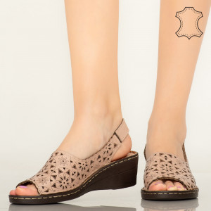 Pantofi piele naturala Crato roz