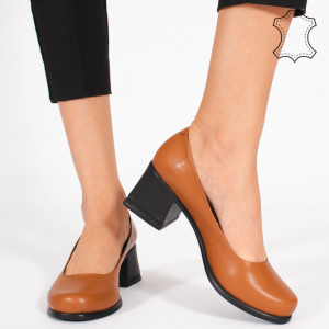 Pantofi Piele Naturala FELY Camel