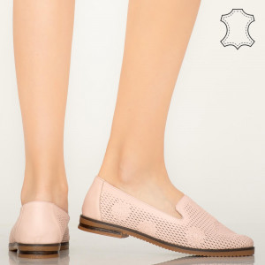 Pantofi piele naturala Guen roz