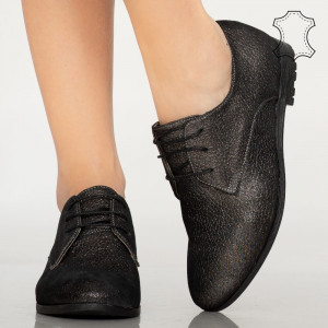 Pantofi piele naturala Pire negri