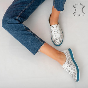 Pantofi piele naturala Sup albi