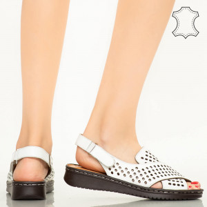 Sandale piele naturala Cox albe
