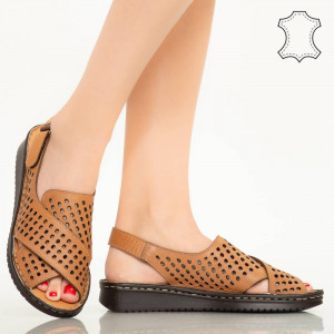 Sandale piele naturala Cox maro
