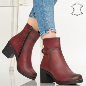 Botine piele naturala Act bordo