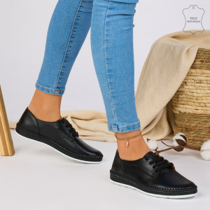 Pantofi Piele Naturala AKS Negri
