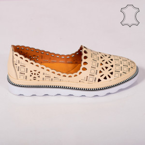 Pantofi piele naturala Bon bej