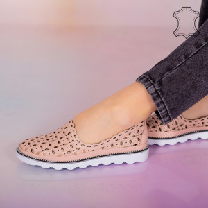 Pantofi piele naturala Bun roz